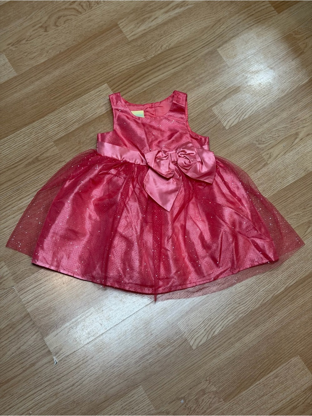 Holiday Editions Girls 3T Coral Glitter Tulle Party Dress Satin Bow Formal